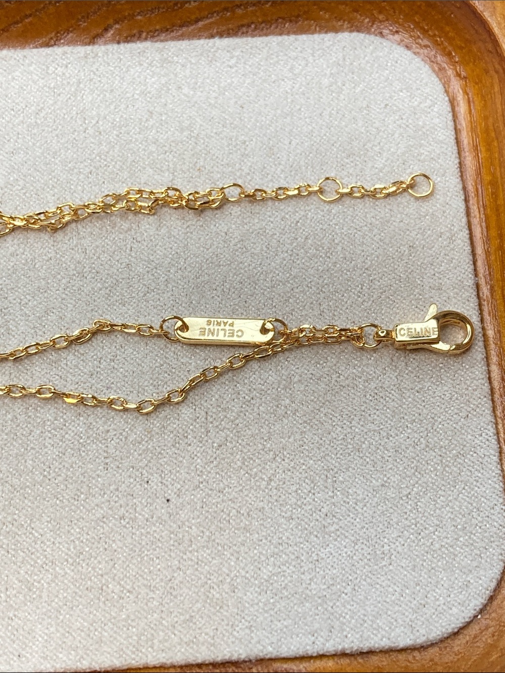 Celine Gold Double-Chain Bracelet with Heart Cutout Charm - Picture 4 of 6